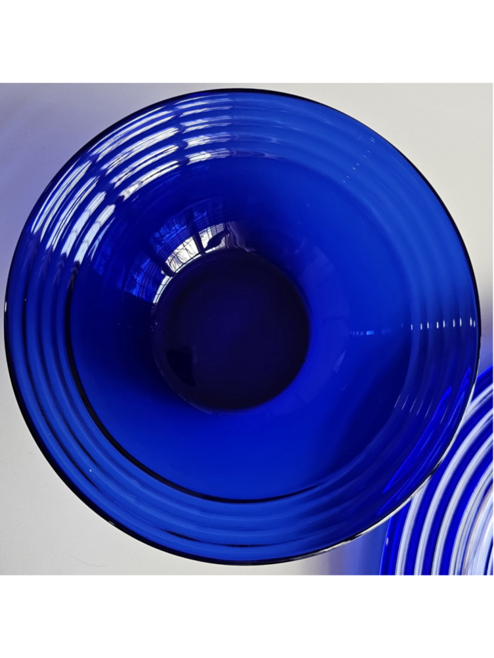 MCM Cobalt Blue Ribbed Glass Bowl & Plate Set – 3 Bowls 3 Plates Vintage - Picture 15 of 16